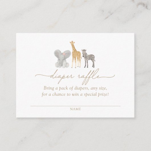 Girl Safari Animals Kinderdusche Windelwischer Begleitkarte (Vorderseite)