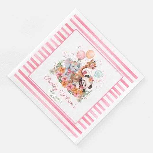 Girl Safari Animals Serviette (Ecke)