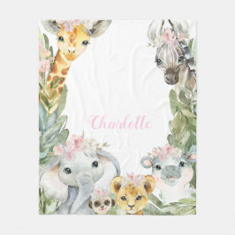 Girl Safari Baby Blanket Fleecedecke