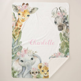 Girl Safari Baby Blanket Sherpadecke