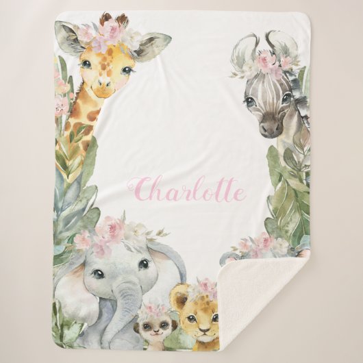 Girl Safari Baby Blanket Sherpadecke (Vorderseite)