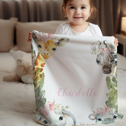 Girl Safari Baby Blanket Sherpadecke