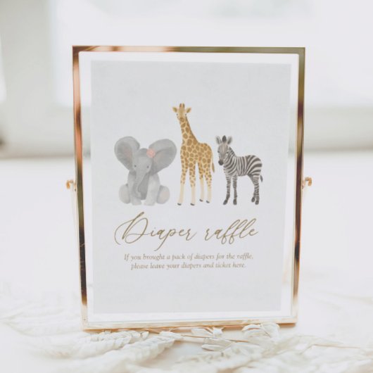 Girl Safari Baby Dusche Windeln Raffle-Zeichen Poster