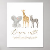 Girl Safari Baby Dusche Windeln Raffle-Zeichen Poster (Vorne)