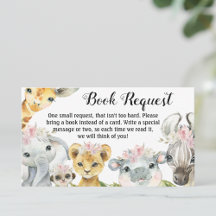Girl Safari Baby Showbook Request Cards