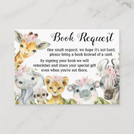 Girl Safari Baby Showbook Request Cards Visitenkarte