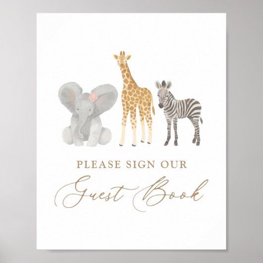 Girl Safari Baby Showbuchzeichen Poster (Vorne)