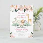 Girl Safari Baby Shower Einladung (Stehend Vorderseite)