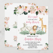 Girl Safari Baby Shower Einladung (Vorne/Hinten)