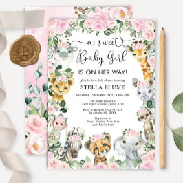 Girl Safari Baby Shower Invitation, Wild Jungle An Einladung