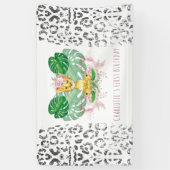 Girl Safari Geburtstag Löwe Illustration Banner (Vertikal)