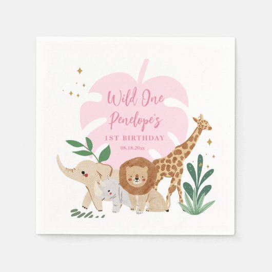 Girl Safari Geburtstagsparty Napkins Serviette (Vorderseite)