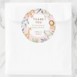 Girl Safari-Tiere boho bohemianische Babydusche Runder Aufkleber