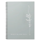 Girl Sage Green Modern Script Monogram Name Notizblock (Vorderseite)