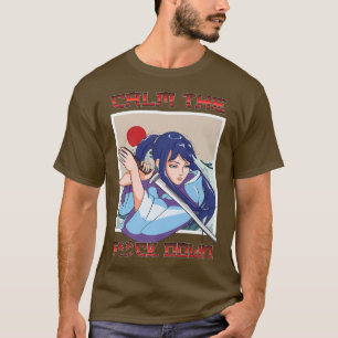 Girl Samurai Katana Warrior Fighter Japanese Flag T-Shirt