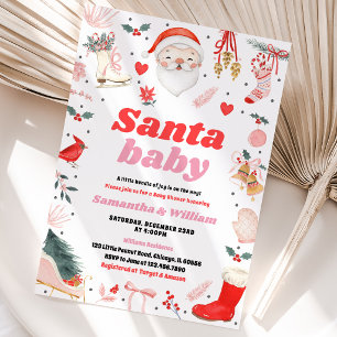 Girl Santa Baby Babydusche Einladung