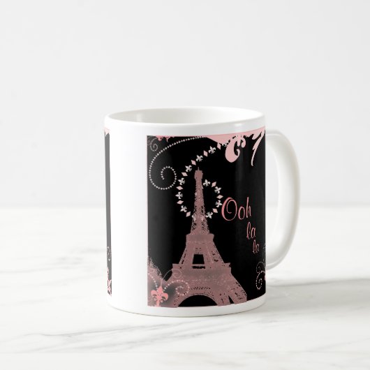 Girl-schicke Retro-Mode-Paris-Eiffelturm Kaffeetasse (VorderseiteRechts)