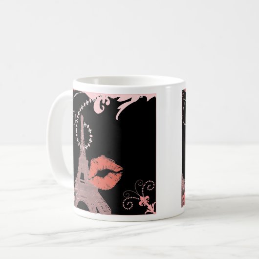Girl-schicke Retro-Mode-Paris-Eiffelturm Kaffeetasse (Vorderseite Links)