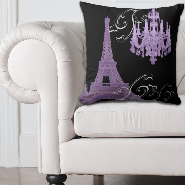 Girl-schicke Retro-Mode-Paris-Eiffelturm Kissen (girly chic retro fashion paris eiffel tower throw pillow)