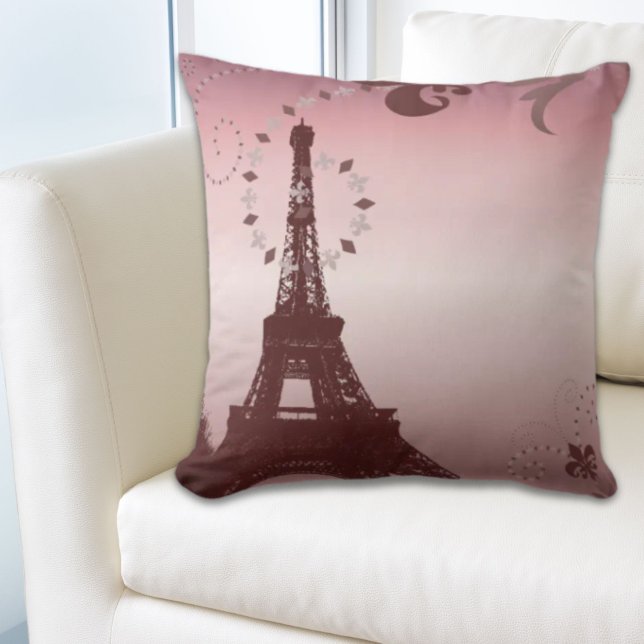 Girl-schicke Retro-Mode-Paris-Eiffelturm Kissen (girly chic retro fashion paris eiffel tower throw pillow)