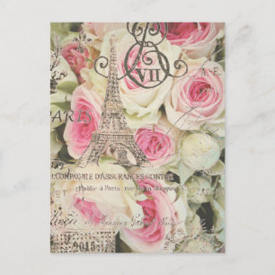Girl-schicke Retro-Mode-Paris-Eiffelturm Postkarte