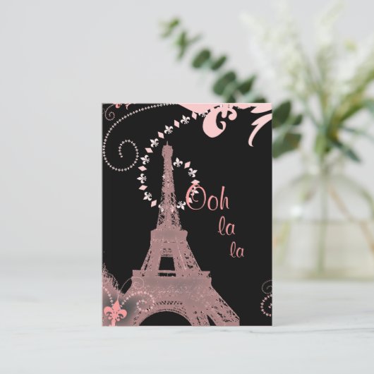 Girl-schicke Retro-Mode-Paris-Eiffelturm Postkarte (Stehend Vorderseite)