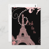 Girl-schicke Retro-Mode-Paris-Eiffelturm Postkarte (Vorne/Hinten)
