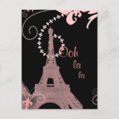 Girl-schicke Retro-Mode-Paris-Eiffelturm Postkarte (Vorderseite)