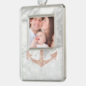 Girl-schicke Strand Rose Goldanker weißer Marmor Rahmen-Ornament Silber (Links)