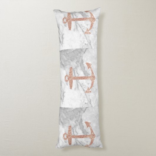 Girl-schicke Strand Rose Goldanker weißer Marmor Seitenschläferkissen (Rückseite (Vertikal))