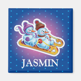 Gir'l Schneemänner als Kühlschrankmagnet