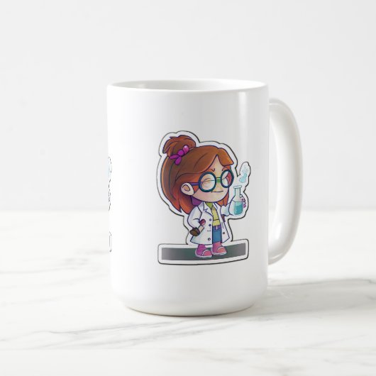 Girl Scientist Sticker Art Classic Tasse, 15 oz Kaffeetasse (VorderseiteRechts)