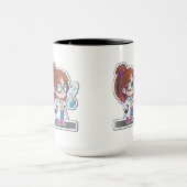 Girl Scientist Sticker Art Combo Tasse, 15 oz Tasse (Zentrum)