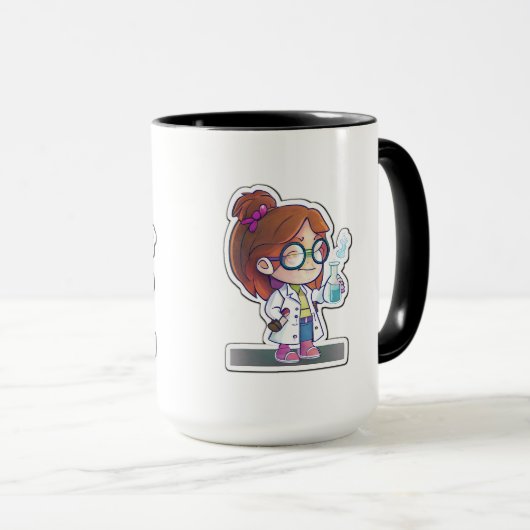 Girl Scientist Sticker Art Combo Tasse, 15 oz Tasse (VorderseiteRechts)