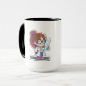 Girl Scientist Sticker Art Combo Tasse, 15 oz Tasse (Vorderseite Links)