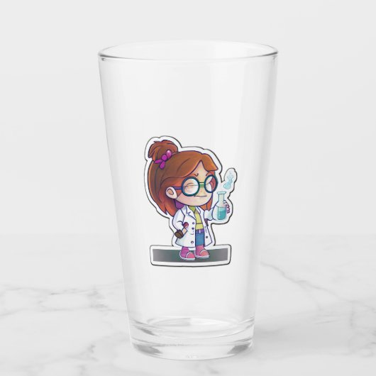 Girl Scientist Sticker Art Glass Tumbler (Vorderseite)