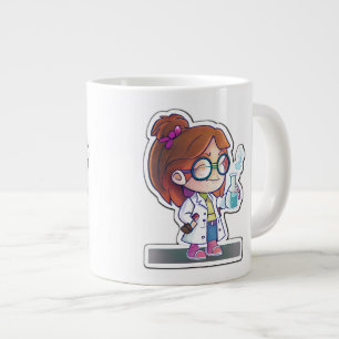 Girl Scientist Sticker Art Jumbo Tasse
