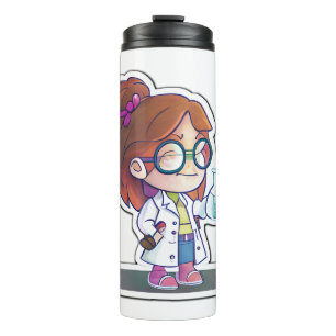 Girl Scientist Sticker Art Thermal Tumbler Thermosbecher