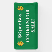 Girl Scout Green Dollar Sign Cookie For Sale Banner (Vertikal)