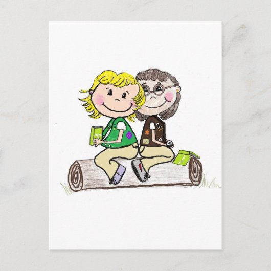 Girl Scout Junior Brownie Outdoor Postkarte (Vorderseite)