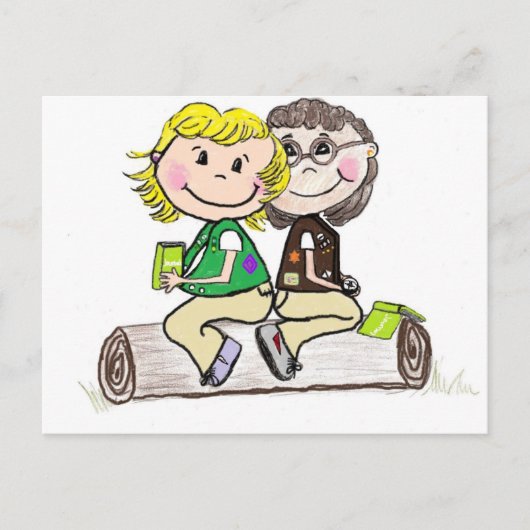 Girl Scout Junior Brownie Outdoor Postkarte (Vorderseite)