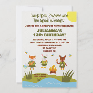 Girl Scouts, Camping, Geburtstag im Freien Einladung