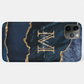 Girl Script Monogram Navy Blue Agate Geode Case-Mate iPhone Hülle (Rückseite (Horizontal))
