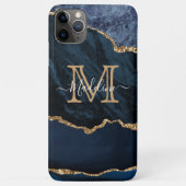 Girl Script Monogram Navy Blue Agate Geode Case-Mate iPhone Hülle (Rückseite)