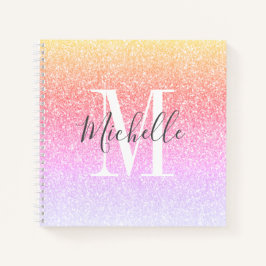 Girl Script Rainbow Glitzer Glitzern Monogram Notizblock