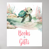 Girl Sea Turtle Baby Duschbücher und Geschenke Poster (Vorne)
