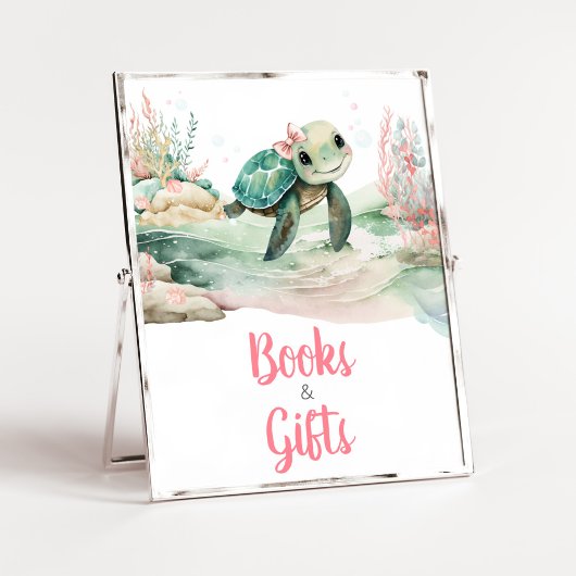 Girl Sea Turtle Baby Duschbücher und Geschenke Poster