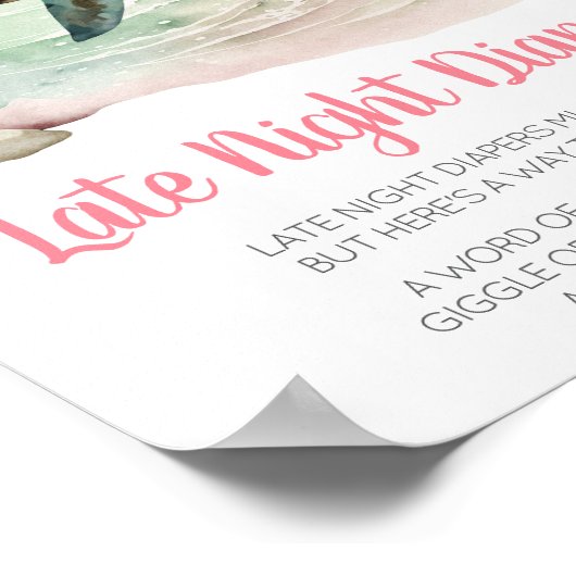 Girl Sea Turtle Baby Dusche Spate Night Diapers Poster (Ecke)