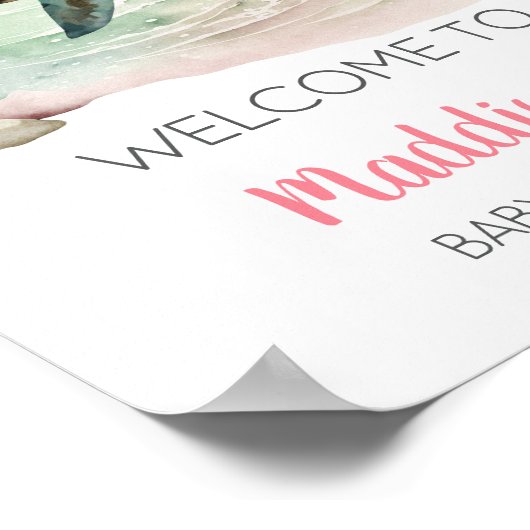 Girl Sea Turtle Baby Dusche Willkommen Poster (Ecke)