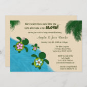 GIRL Sea TURTLE Baby Shower Invite PINK (Honu) 01B Einladung (Vorne/Hinten)